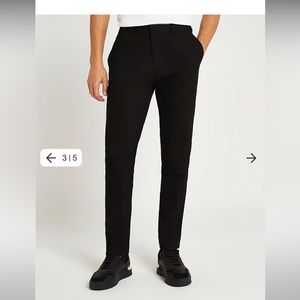 River Island London Black Slim Fit Smart Trousers
